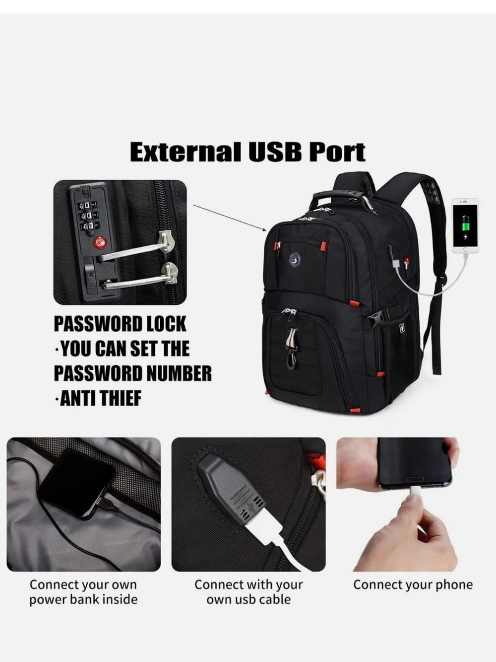 Extra LargeTravel Laptop Backpack Usb Charging Port 17 Inch Computer Shrradoo